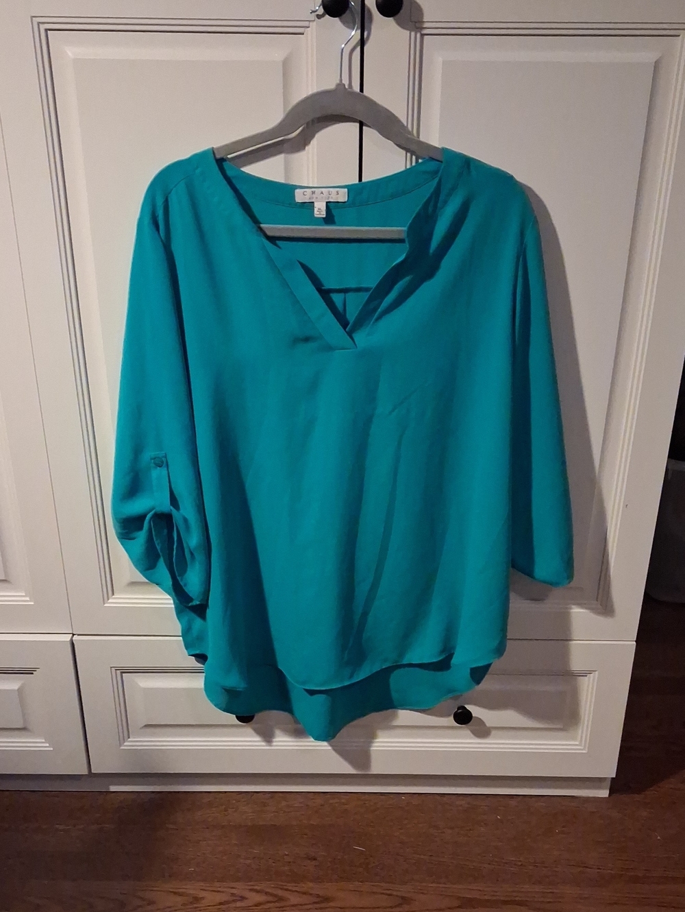 Chaus V-Neck Roll-Sleeve Tunic